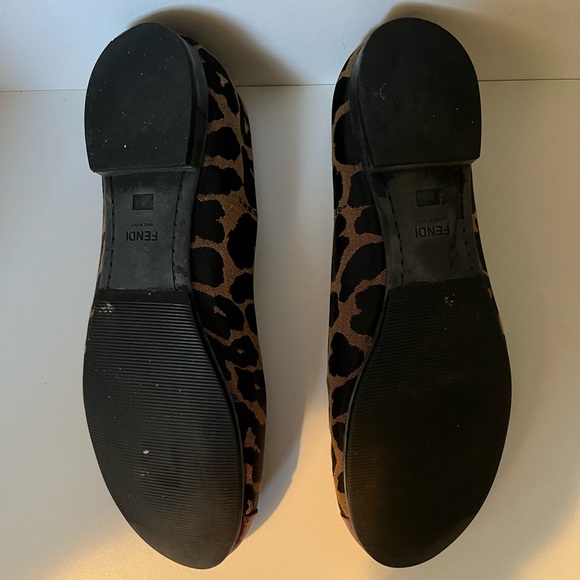 FENDI Flats Leopard Black Red Gold (37.5) - Picture 6 of 8